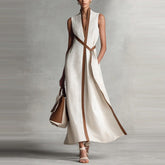 Color-blocked Sleeveless Casual Dress For Women