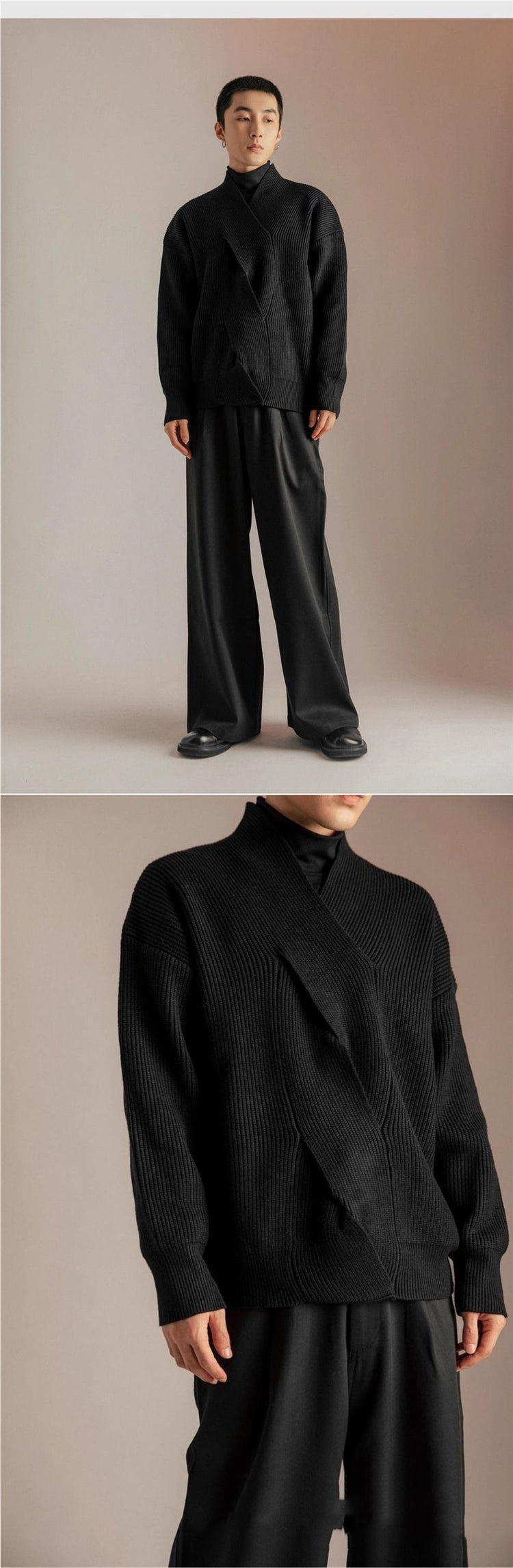 Japanese-style V-neck Sweater for Men Design