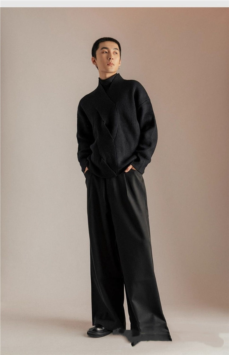 Japanese-style V-neck Sweater for Men Design