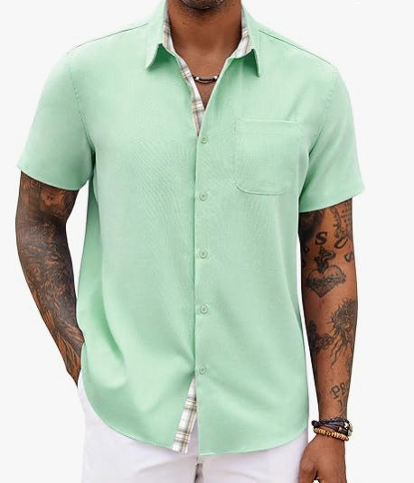 Loose-fitting Solid-color Linen Shirt For Men Stylish 