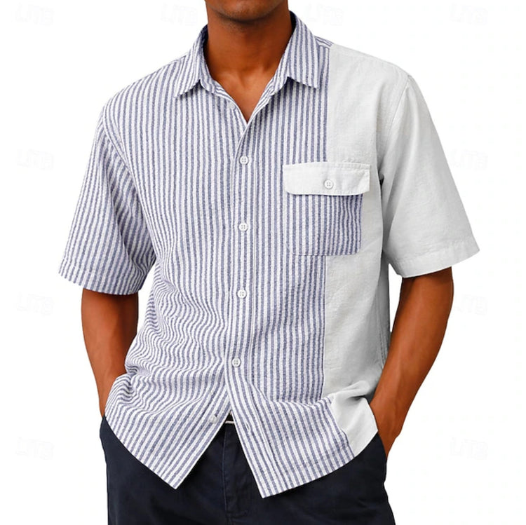 Lightweight Breathable Striped Short-Sleeve Shirt For Men