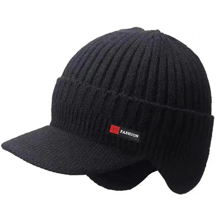 Winter Mens Hat with Ear Protection & Visor