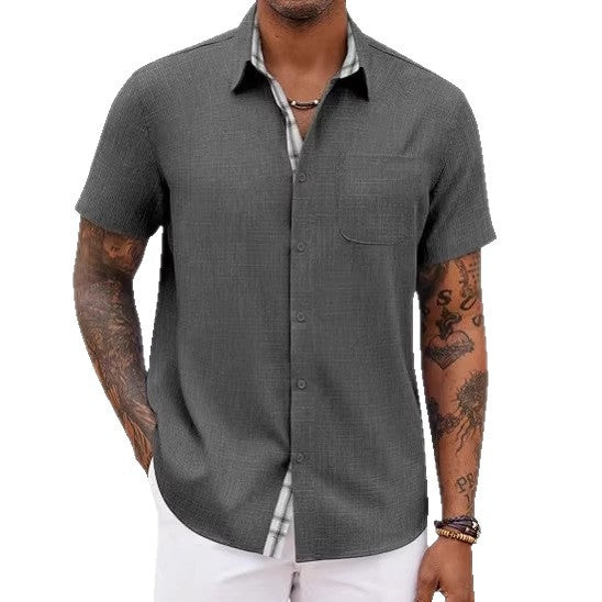 Loose-fitting Solid-color Linen Shirt For Men Stylish 