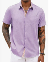 Loose-fitting Solid-color Linen Shirt For Men Stylish 