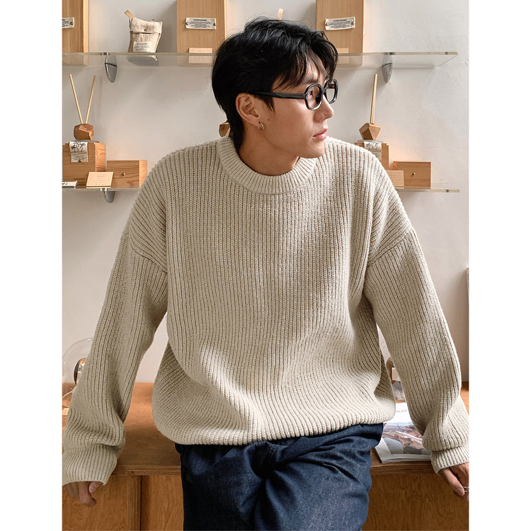 Thickened Chunky-Knit Crew-Neck Sweater Stylish For Men