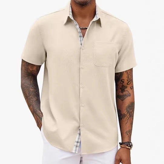 Loose-fitting Solid-color Linen Shirt For Men Stylish 
