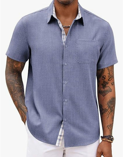 Loose-fitting Solid-color Linen Shirt For Men Stylish 