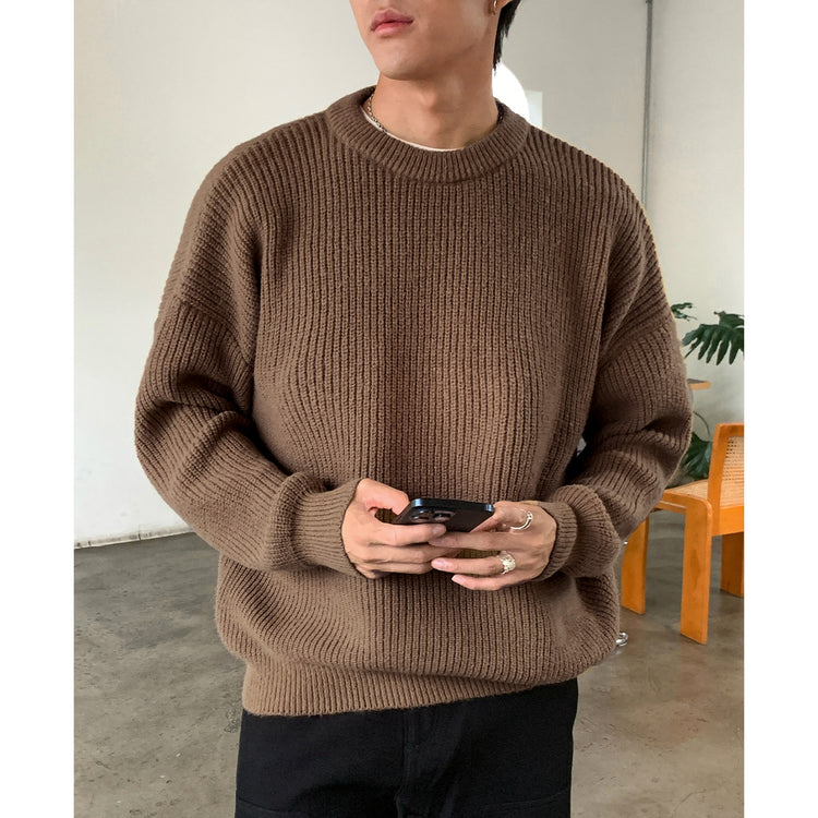 Thickened Chunky-Knit Crew-Neck Sweater Stylish For Men