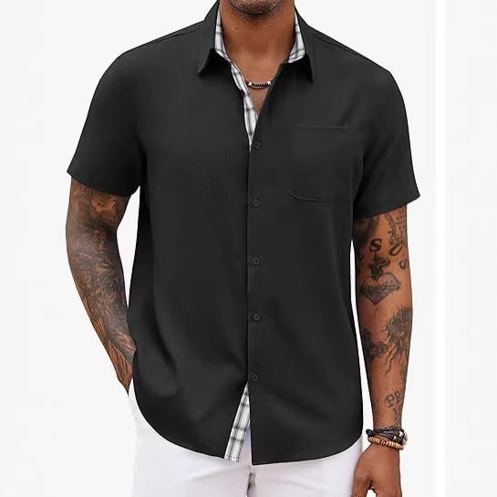 Loose-fitting Solid-color Linen Shirt For Men Stylish 