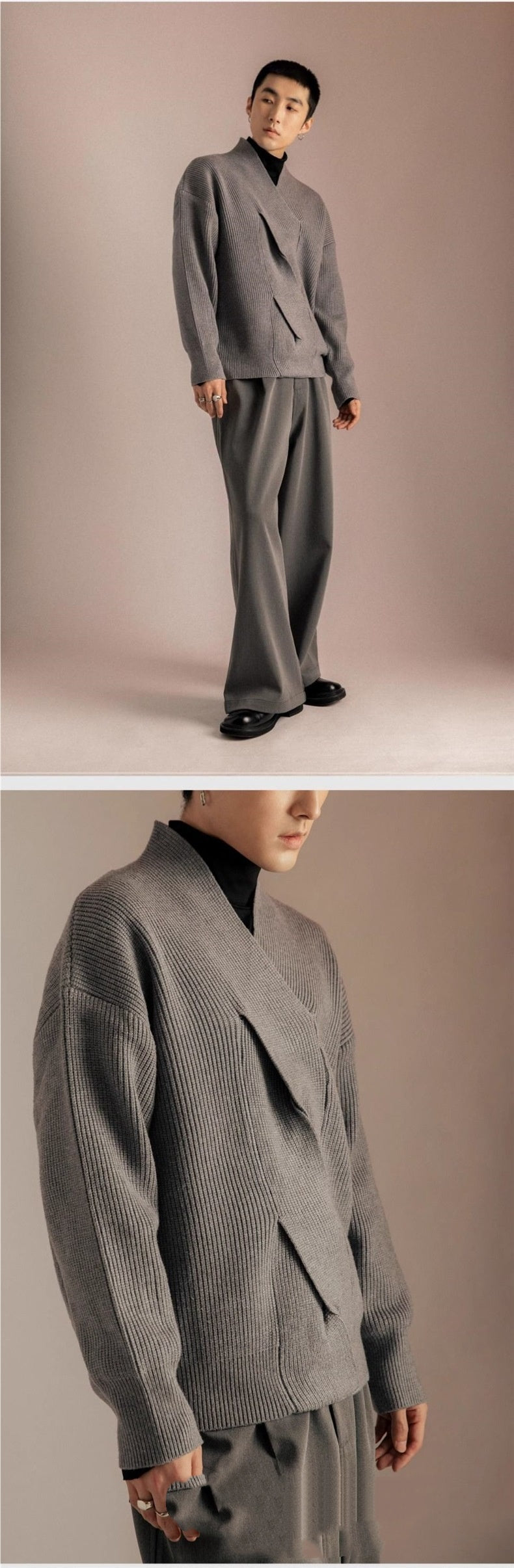 Japanese-style V-neck Sweater for Men Design