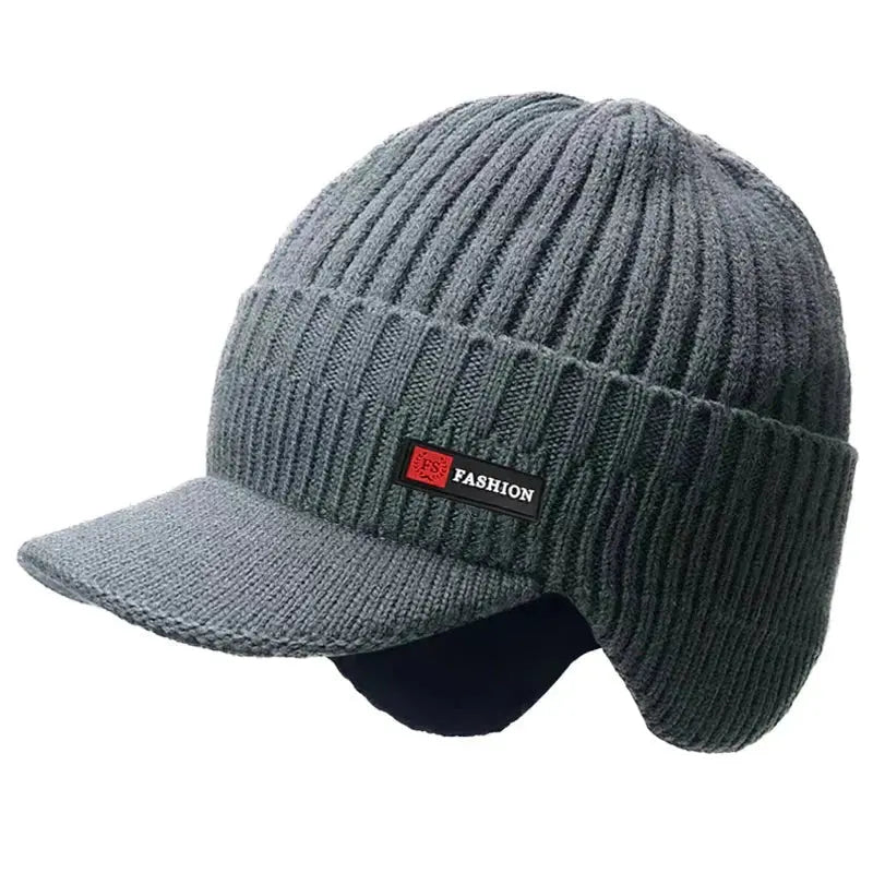 Winter Mens Hat with Ear Protection & Visor