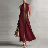 Color-blocked Sleeveless Casual Dress For Women