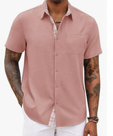 Loose-fitting Solid-color Linen Shirt For Men Stylish 