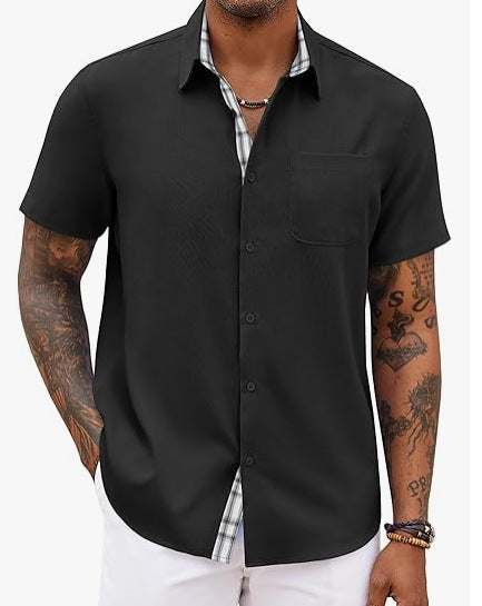 Loose-fitting Solid-color Linen Shirt For Men Stylish 