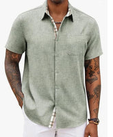 Loose-fitting Solid-color Linen Shirt For Men Stylish 